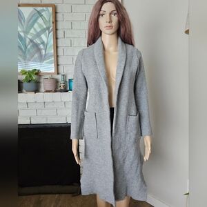 Aritzia BABATON Gray Long Wool Coat Open Front